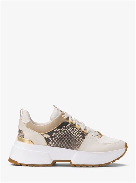 cosmo snake embossed sneaker michael kors|Cosmo Canvas and Snake.